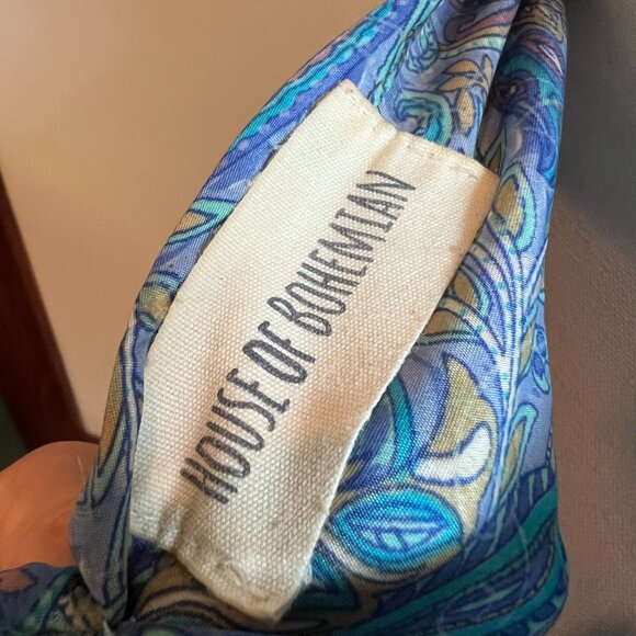 House of Bohemian Blue Viscose Paisley Summer Boho Dress - Size S/M - Picture 9 of 9